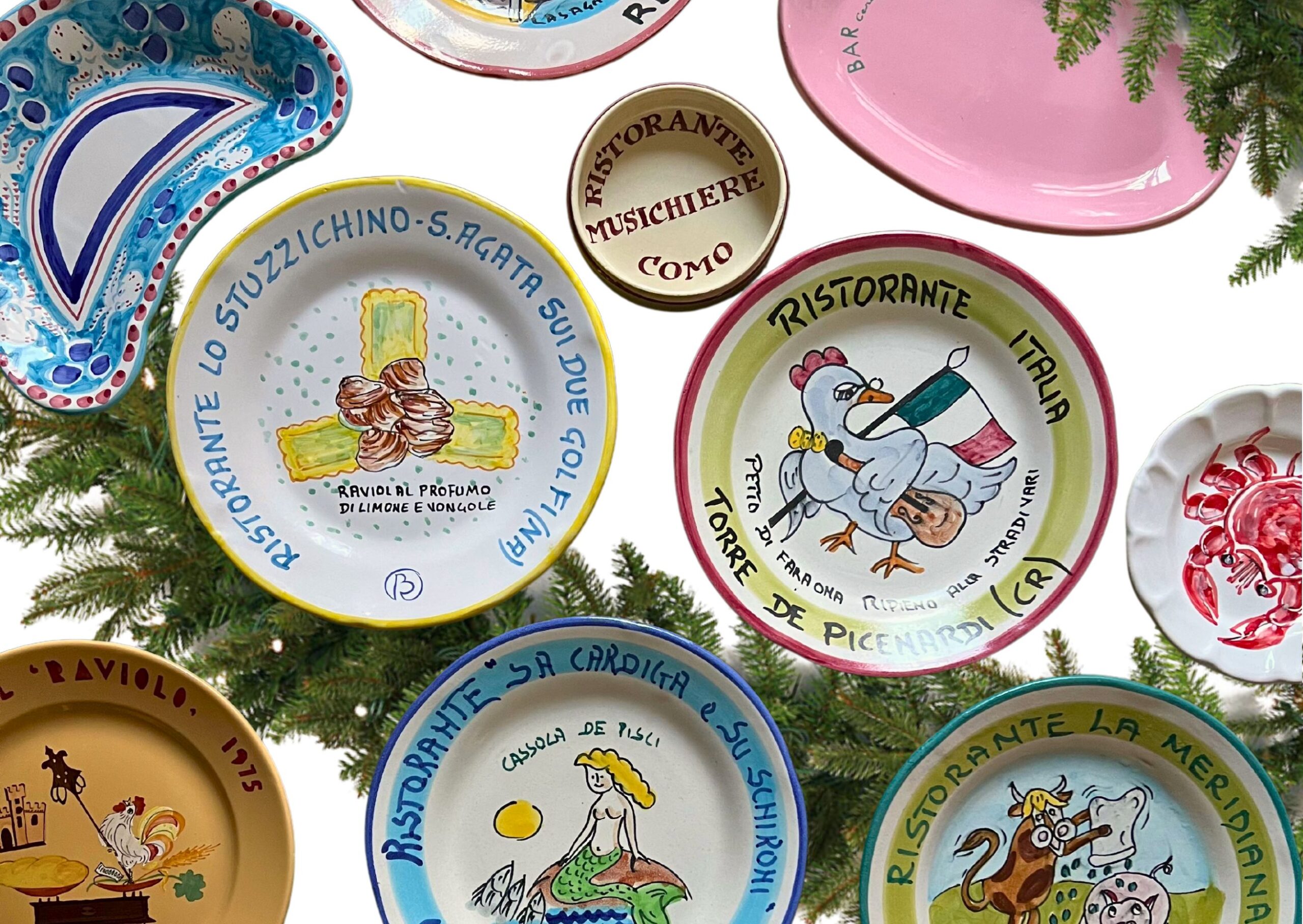vintage ceramic plates for Caffe Napoletana's holiday market